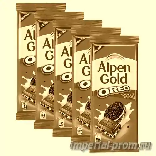 Alpen Gold Молочный со вкусом чизкейка с добавлением сухого сыра и кусочками печенья Oreo